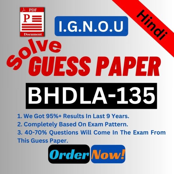 IGNOU BHDLA-135 Hindi Solve Guess Paper For Upcoming Exam